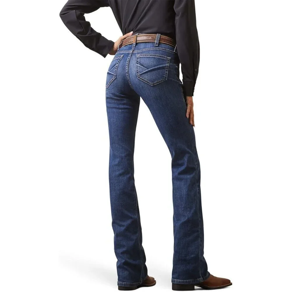 Womens Boot Cut Jeans Stretch Cotton Perfect Rise Flattering Fit Comfortable